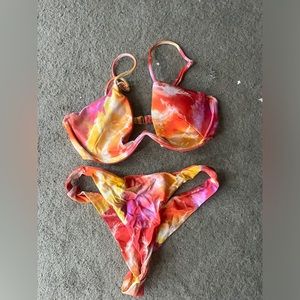 Orange tropical bathing suit set